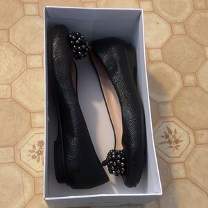 Calvin Klein Black Flats with Pearl Accents